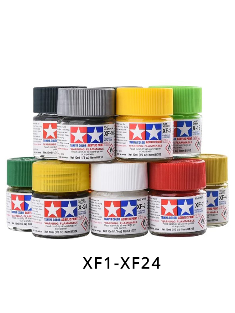 Tamiya Model Paint Set - Tamiya Acrylverf XF1-XF24 Platte/Matte Kleuren 10Ml